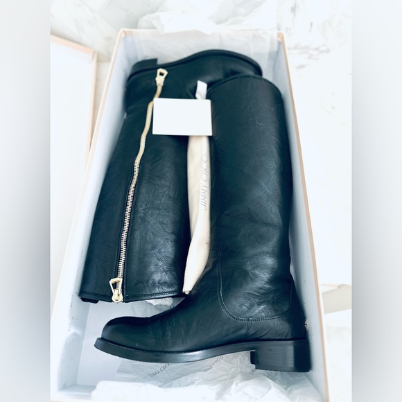 NIB AUTHENTIC JIMMY CHOO DOREEN BIKER LEATHER RIDING BOOTS....GET THE LV LOOK - Picture 8 of 11
